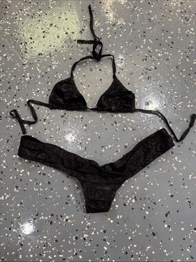 Women's Black Triangle Bikini Set - Unbranded
